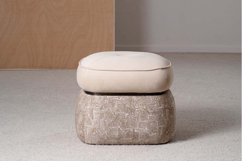 SET 2 POUFS DUNA. BEIGE ET CAMEL | VP Interiorismo