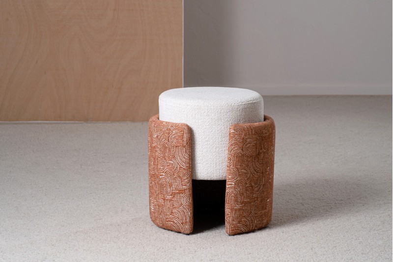 SET 2 MINIA POUFS. IVORY AND TERRACOTA | VP Interiorismo