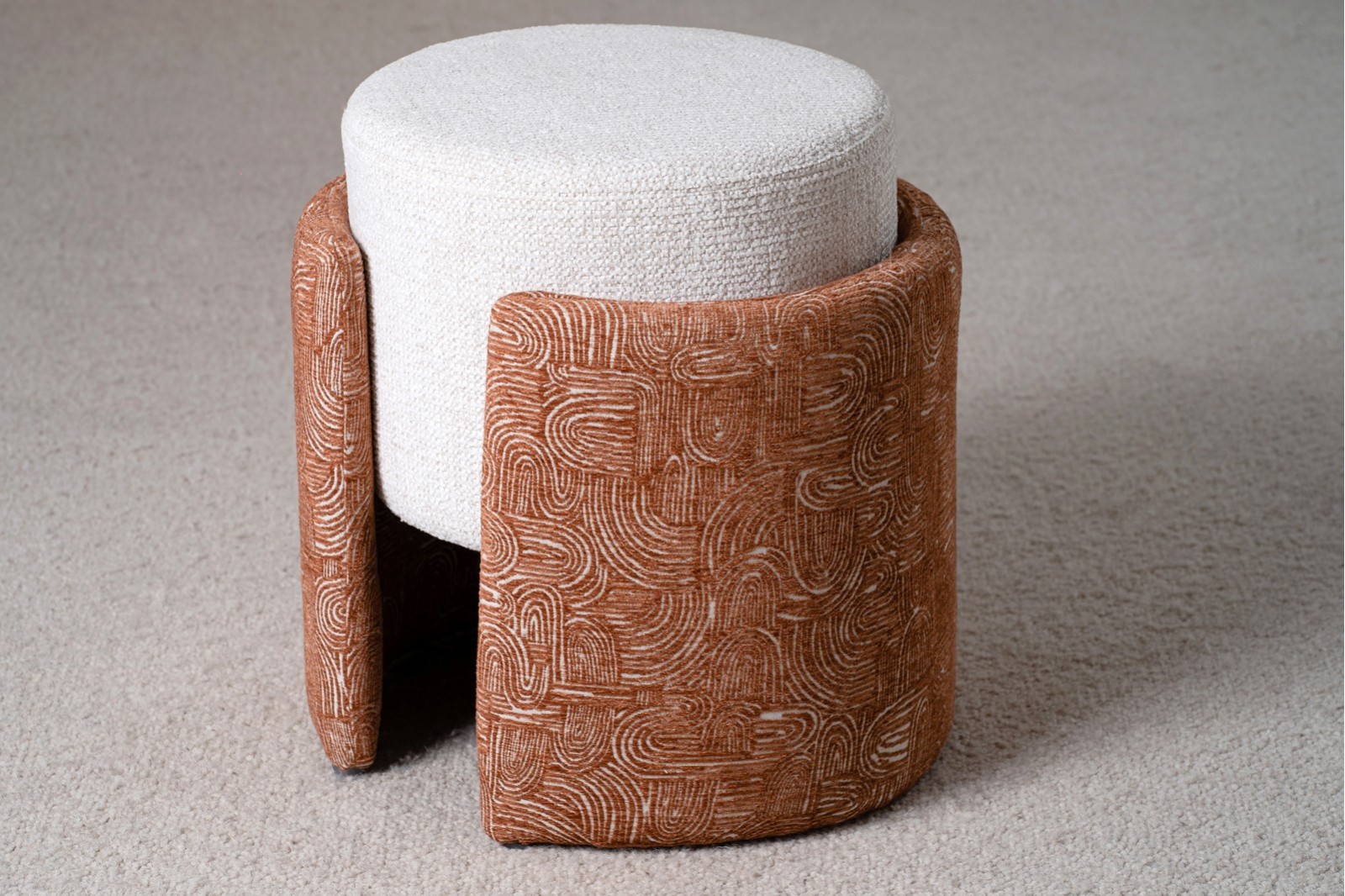 SET 2 PUFS MINIA. MARFIL Y TEJA