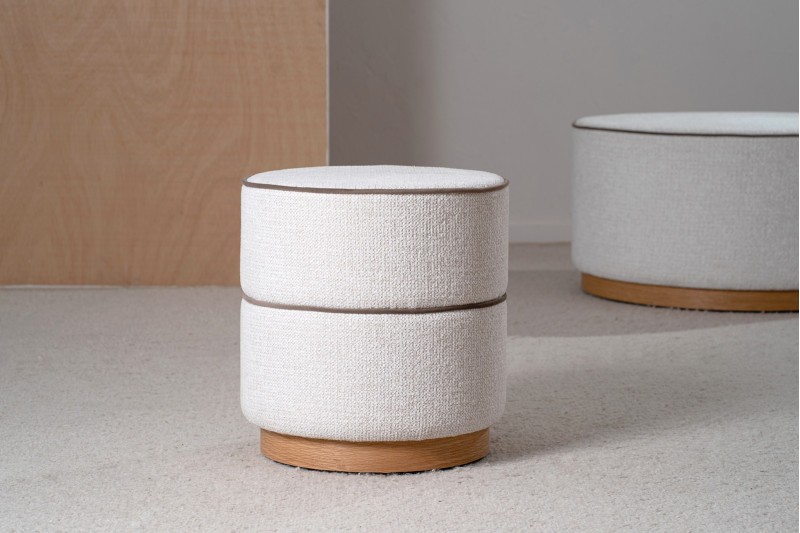SET 2 POUFS ADA. TONS IVOIRE ET TAUPE | VP Interiorismo