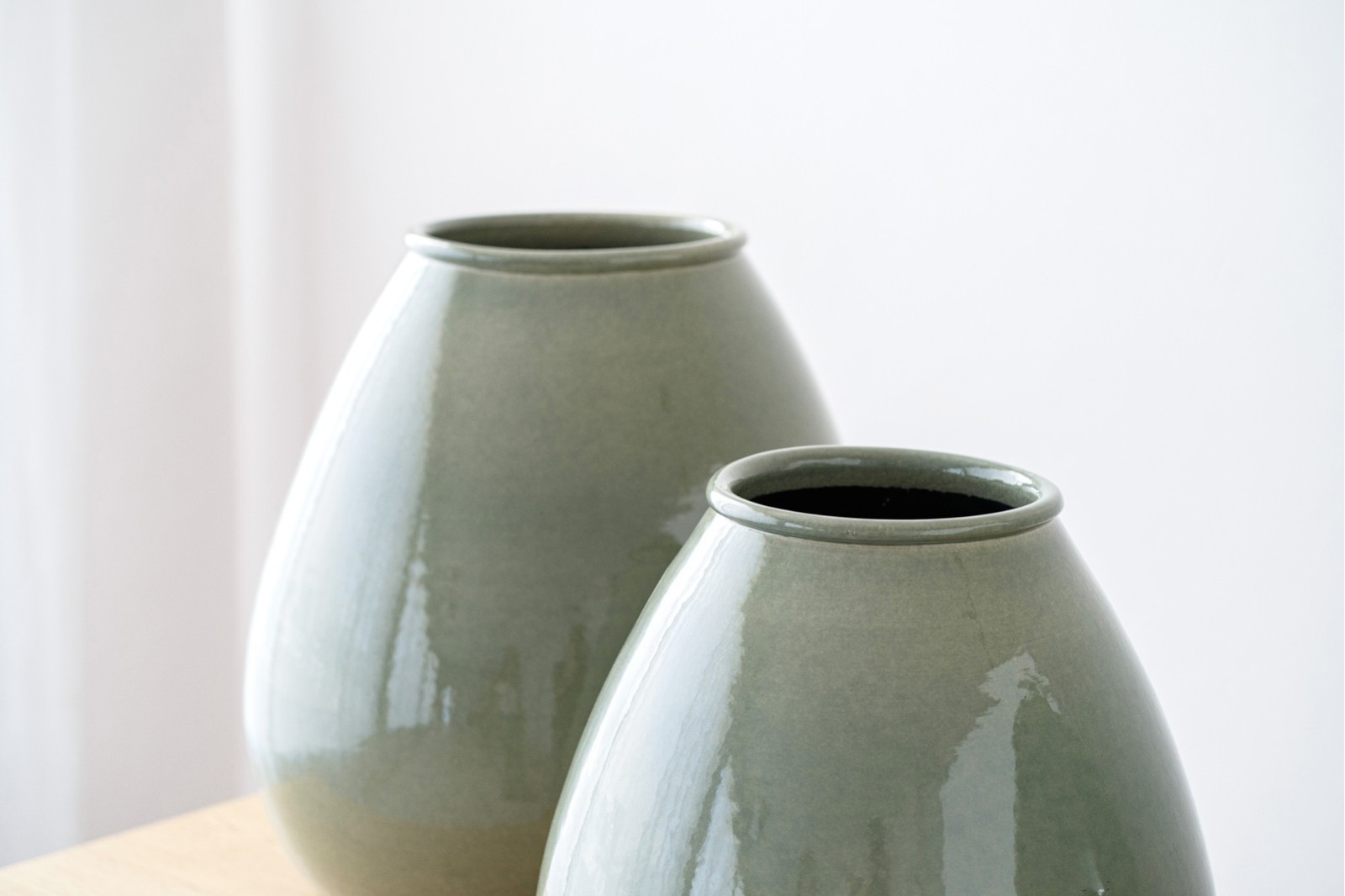 COLECCIÓN CIAN: JARRONES CERÁMICA VERDE AGUA