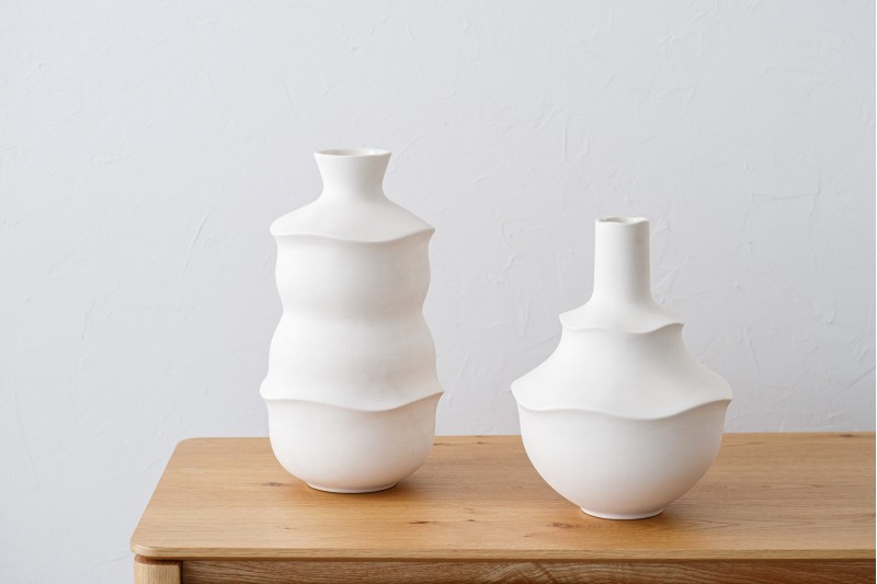 COLLECTION ALÉN : VASES EN CÉRAMIQUE BLANCHE| VP Interiorismo
