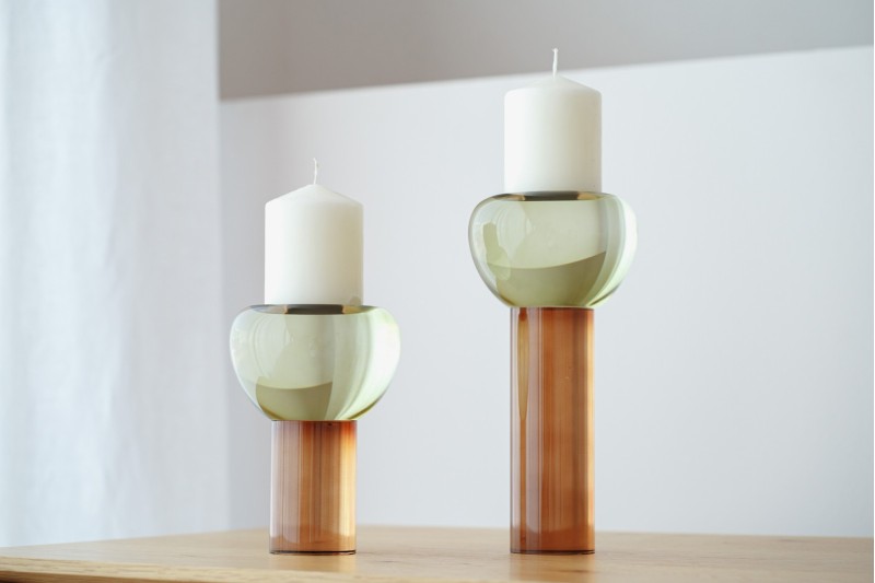 COLLECTION SAR : CHANDELIERS EN VERRE AMBRE VERT | VP Interiorismo