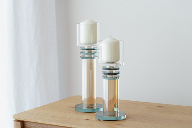 KALA COLLECTION: BLUE PEARL GLASS CANDLE HOLDERS | VP Interiorismo