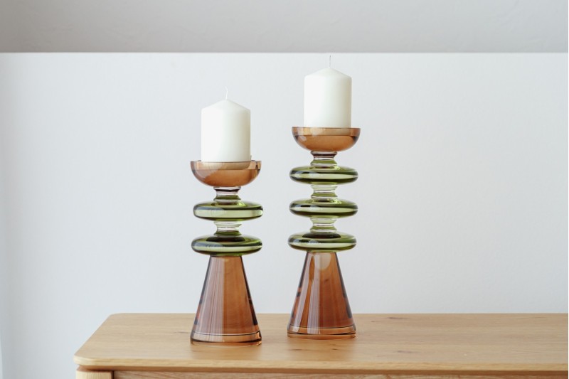 COLLECTION EO : CHANDELIERS EN VERRE VERT OCRE | VP Interiorismo