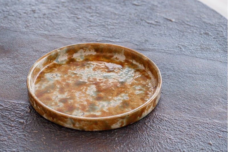 CIAN CENTERPIECE. CERAMIC. OCHRE GREEN. SMALL | VP Interiorismo