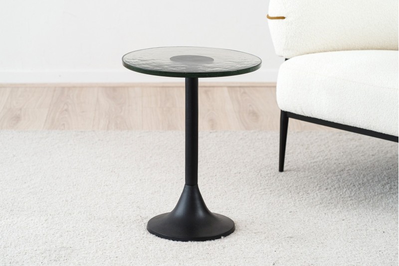 MESA AUXILIAR NEGRO. CRISTAL.ALTA