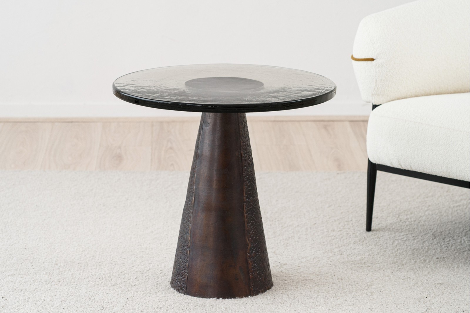 MESA AUXILIAR KALA. METAL VIDRIO. ALTA