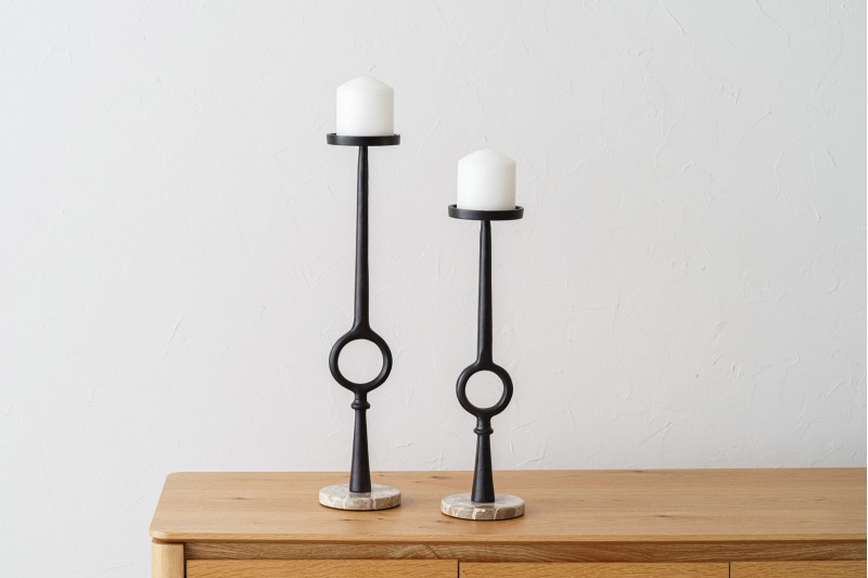 SET 2 CANDELABROS. ACABADO BRONZE MARMOL