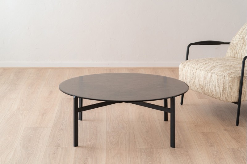 TABLE DE CAFE. VERRE AMBRE TEXTURE. METAL | VP Interiorismo