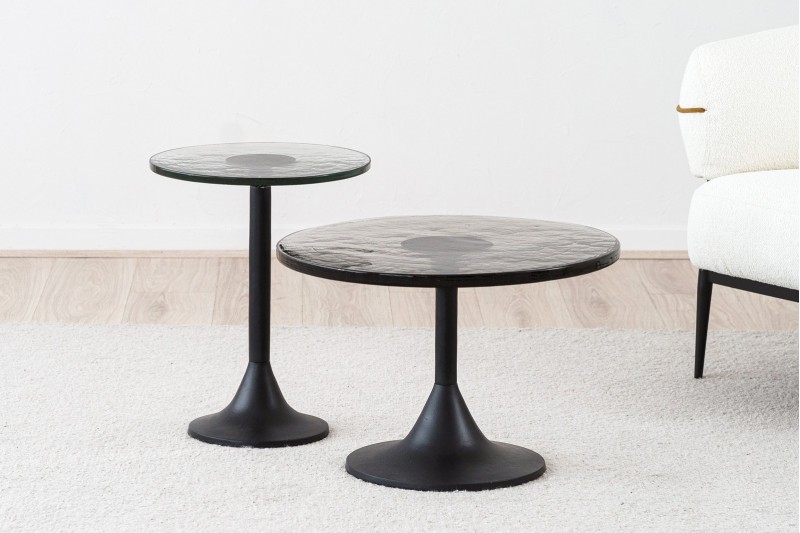 TABLES D'APPOINT TULIP : NOIR ET VERRE | VP Interiorismo