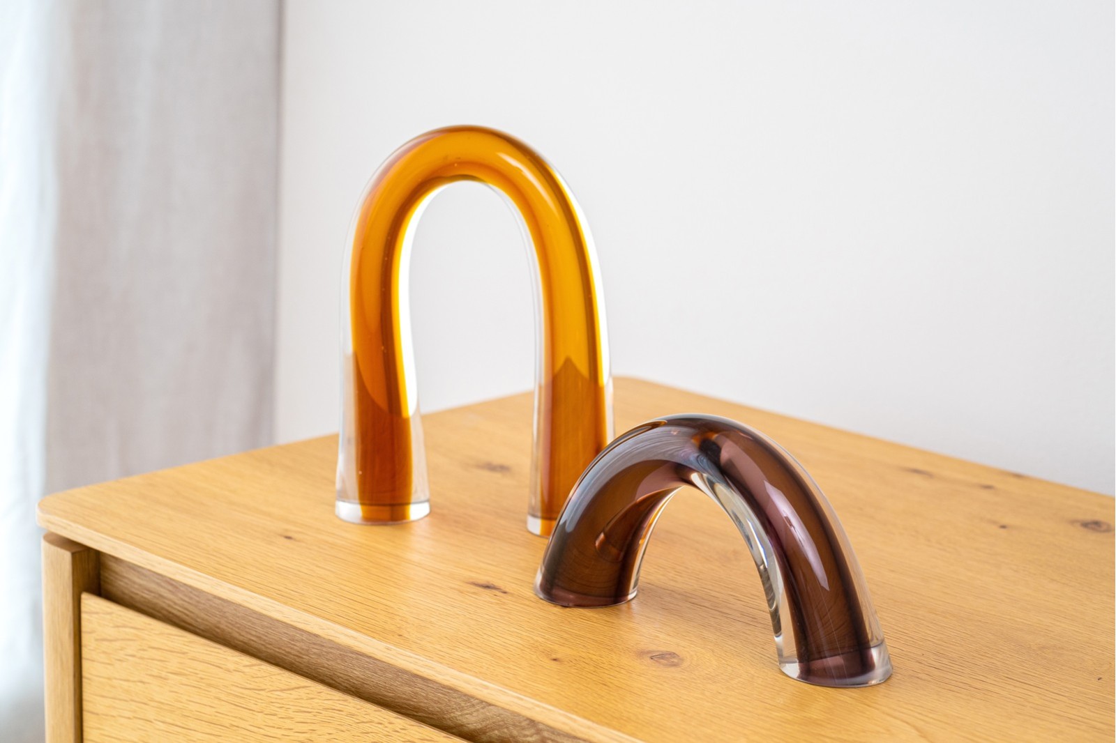 SET 2 PIEZAS VIDRIO BREO. AMBAR Y ROSA