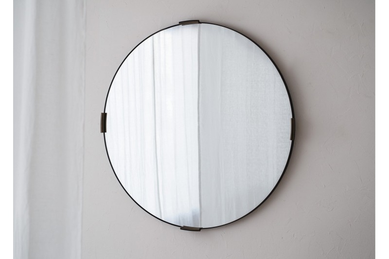 MIROIR MURAL ROND. METAL NOIR | VP Interiorismo