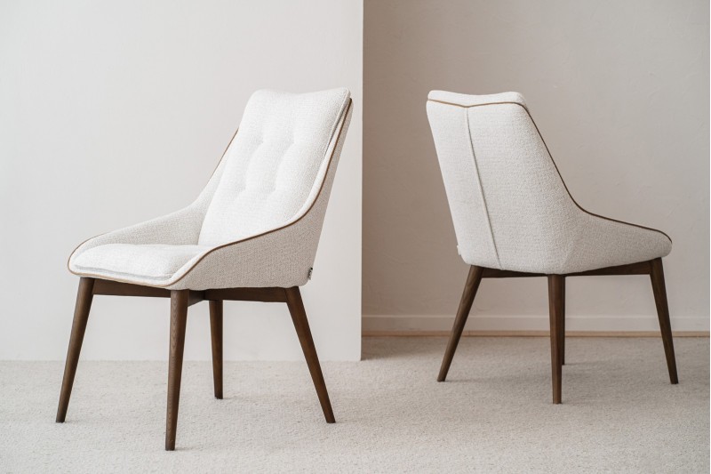 SET 2 DINING CHAIRS MIA. IVORY. WALNUT | VP Interiorismo