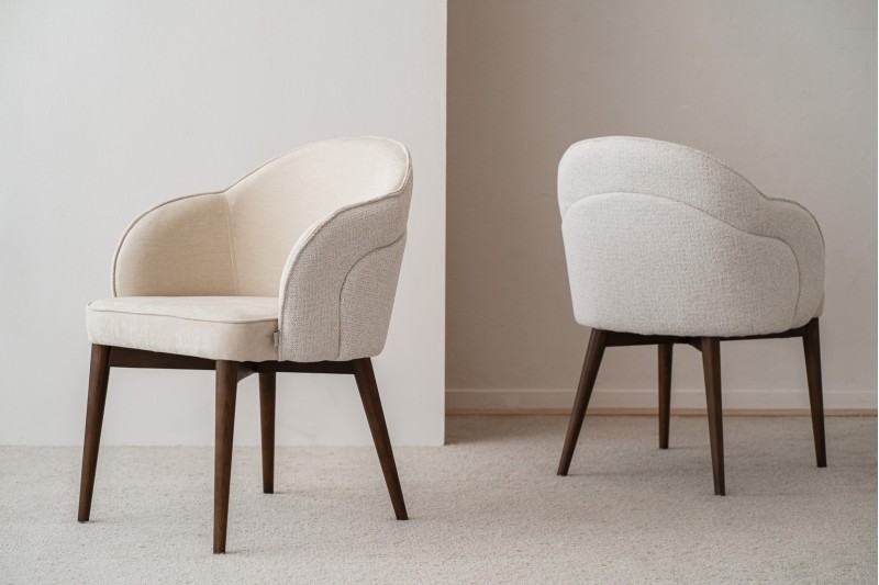 SET 2 SILLAS COMEDOR ROMA. MARFIL. NOGAL