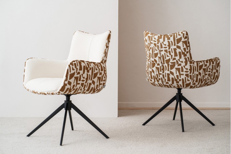 SET DE 2 CHAISES PIVOTANTE SAEL. BEIGE ET OCHRE | VP Interiorismo
