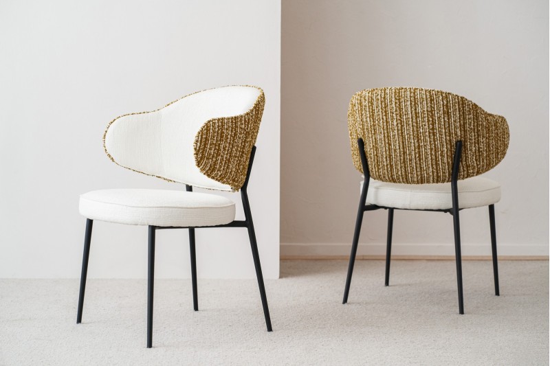SET 2 CHAISES CLOE. BLANC ET MOUTARDE | VP Interiorismo