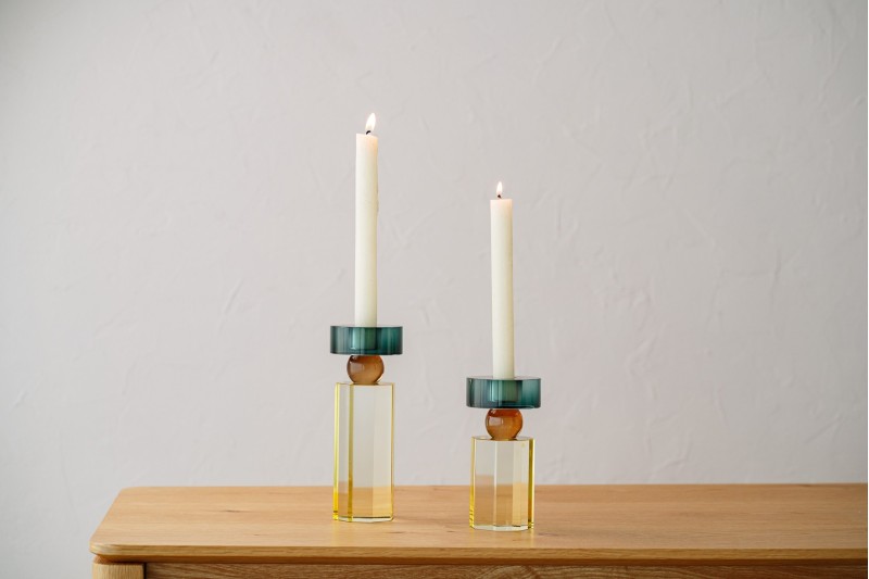 ELVI COLLECTION: TURQUOISE, AMBER AND LIME CRYSTAL CANDLEHOLDERS| VP Interiorismo.