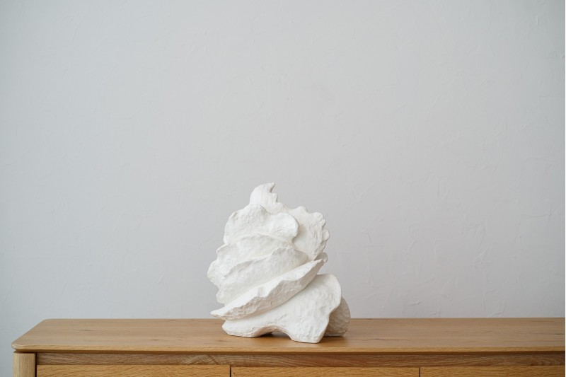 JARRON BAJO CERAMICA OLAS. BLANCO MATE