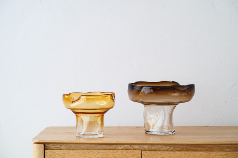 AR GLASS CENTERPIECE. BROWN AND TRANSPARENT | VP Interiorismo