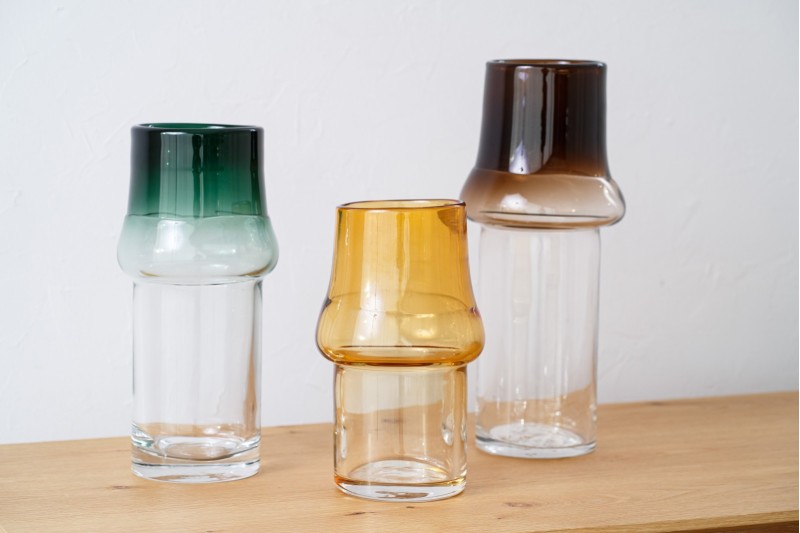 VASE EN VERRE LENA. AMBRE ET TRANSPARENT | VP Interiorismo