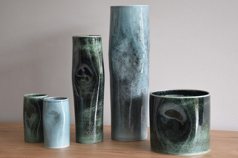 MINI VASE CYLINDRIQUE BLEU EN CERAMIQUE | VP Interiorismo