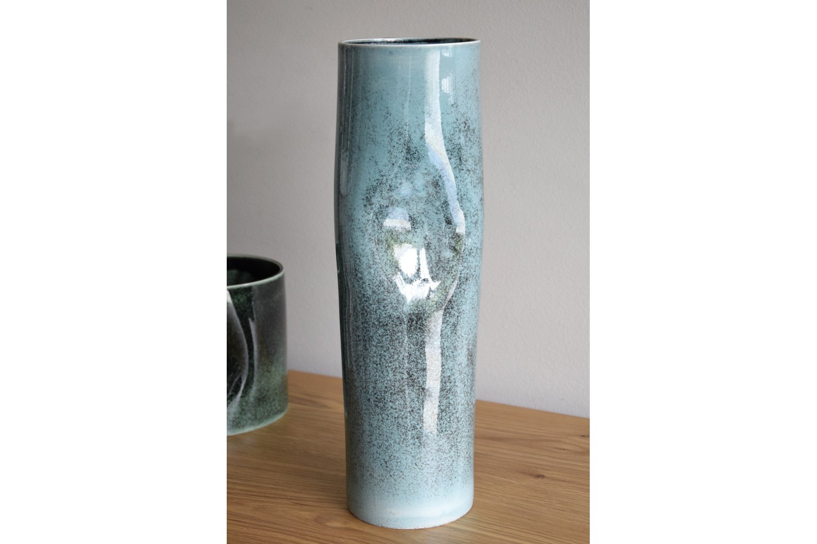 JARRON CERAMICA CILINDRO AZUL MINI