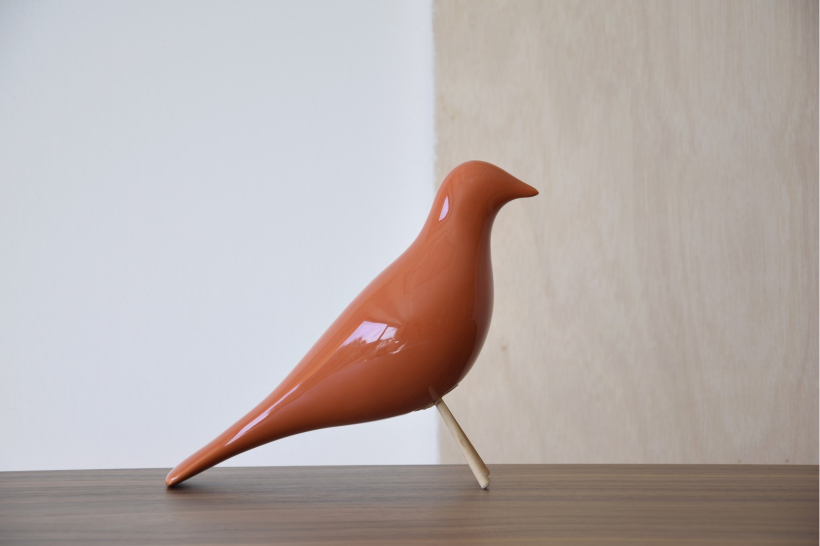 PAJARO CERAMICA COLOR NARANJA BRILLO