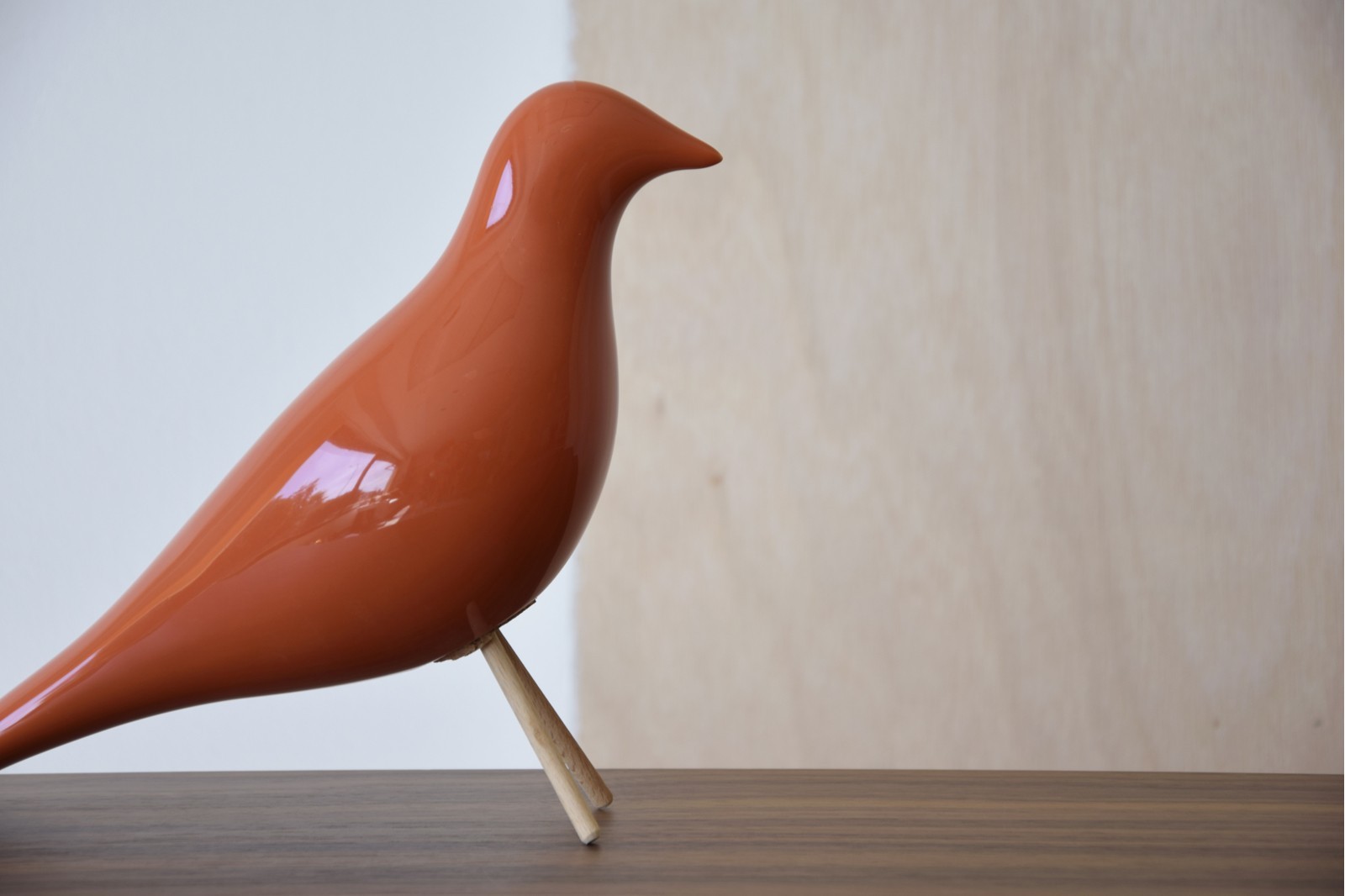 PAJARO CERAMICA COLOR NARANJA BRILLO