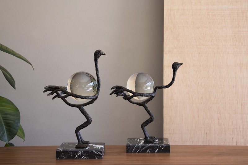 OSTRICH MADE OF METAL GLASS AND MARBLE HIGH | VP Interiorismo