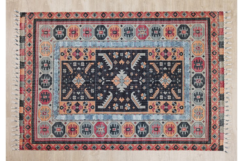 COTTON AND WOOL CARPET. ETHNIC PRINT | VP Interiorismo