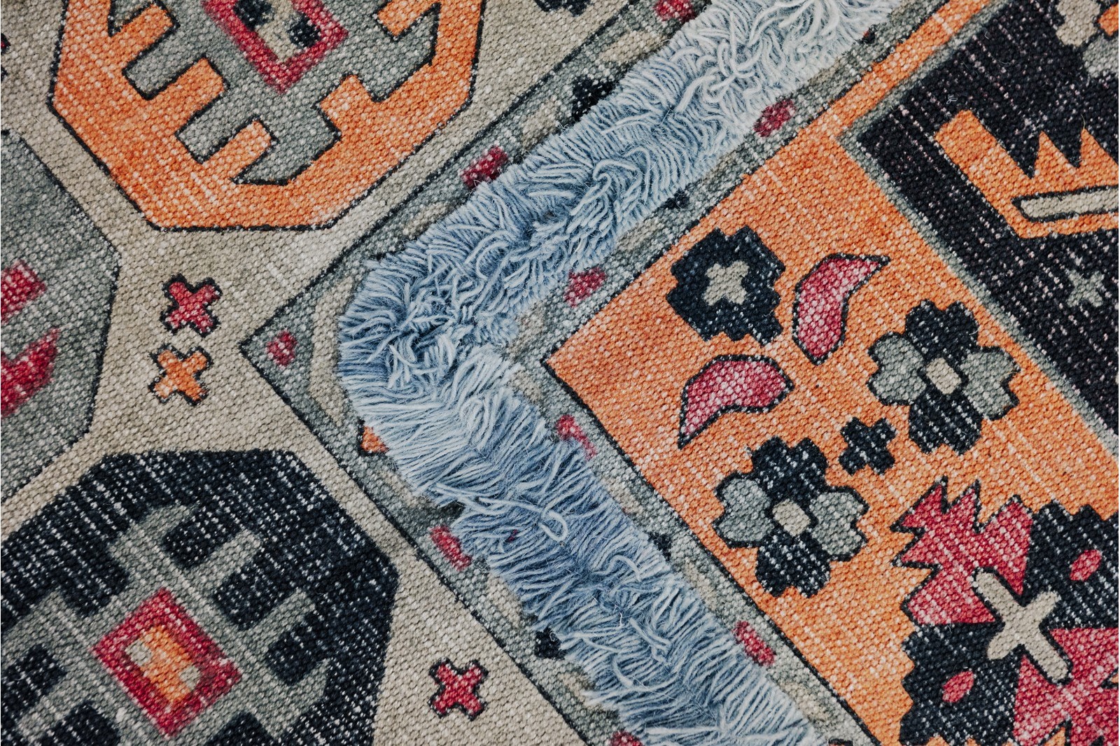 ALFOMBRA ALGODON- LANA. ESTAMPADO ETNICO