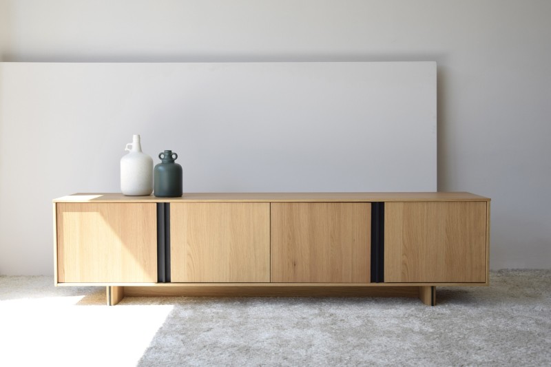 MEUBLE TV CHENE NATUREL METAL NOIR MAT | VP Interiorismo