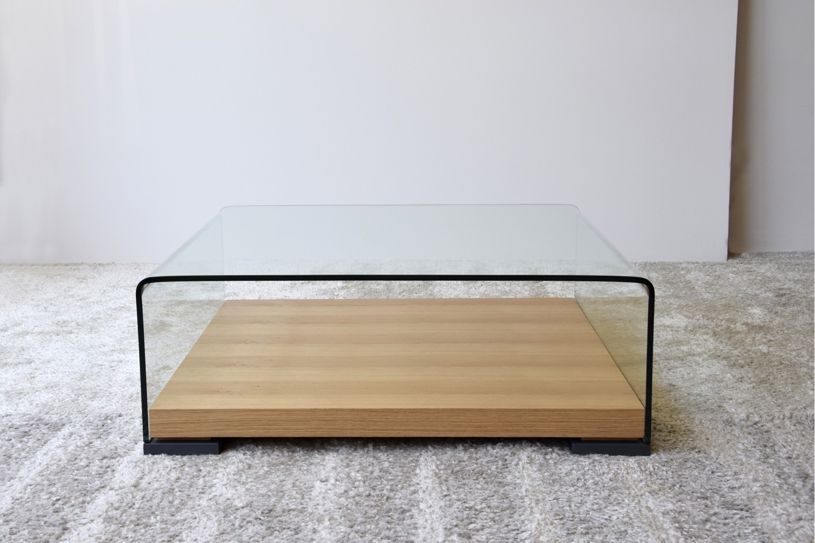 MESA DE CENTRO VIDRIO TEMPLADO Y ROBLE